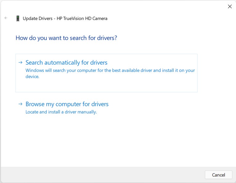 camera update driver method windows 11