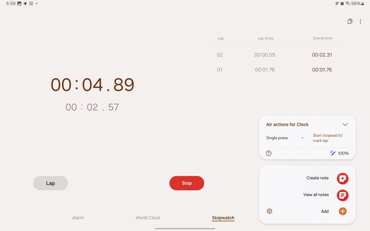Add actions for clock app