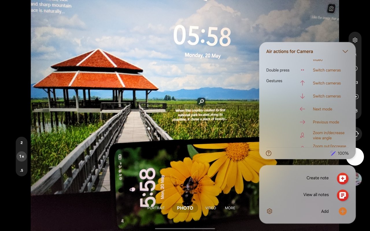 air actions for the Camera app