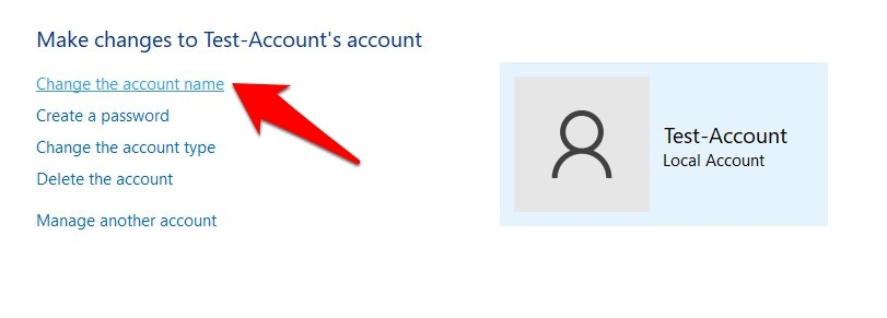 change account name in windows 11 using control panel