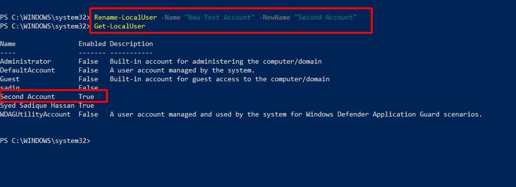 change username in windows 11 using powershell