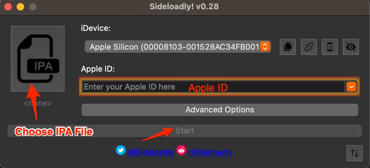 Choose IPA File and Start Install