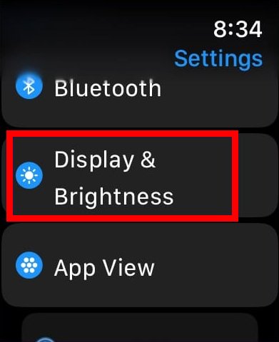 Click on the Display & Brightness option. 