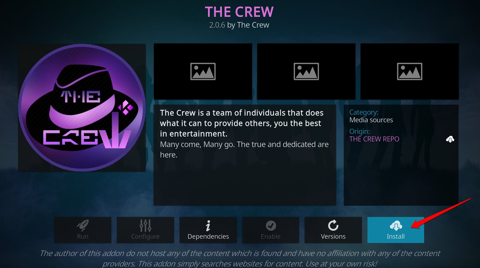 confirm installing the Kodi add on