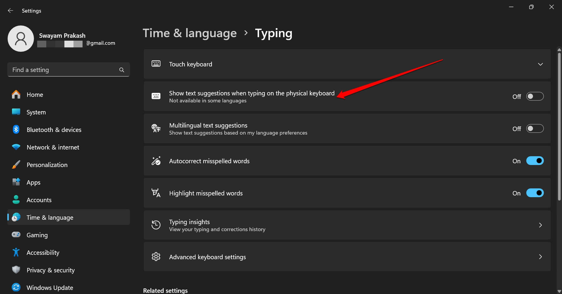 disable-text-suggestions while typing on keyboard Windows