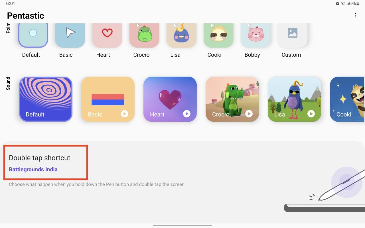double tap shortcut for S Pen