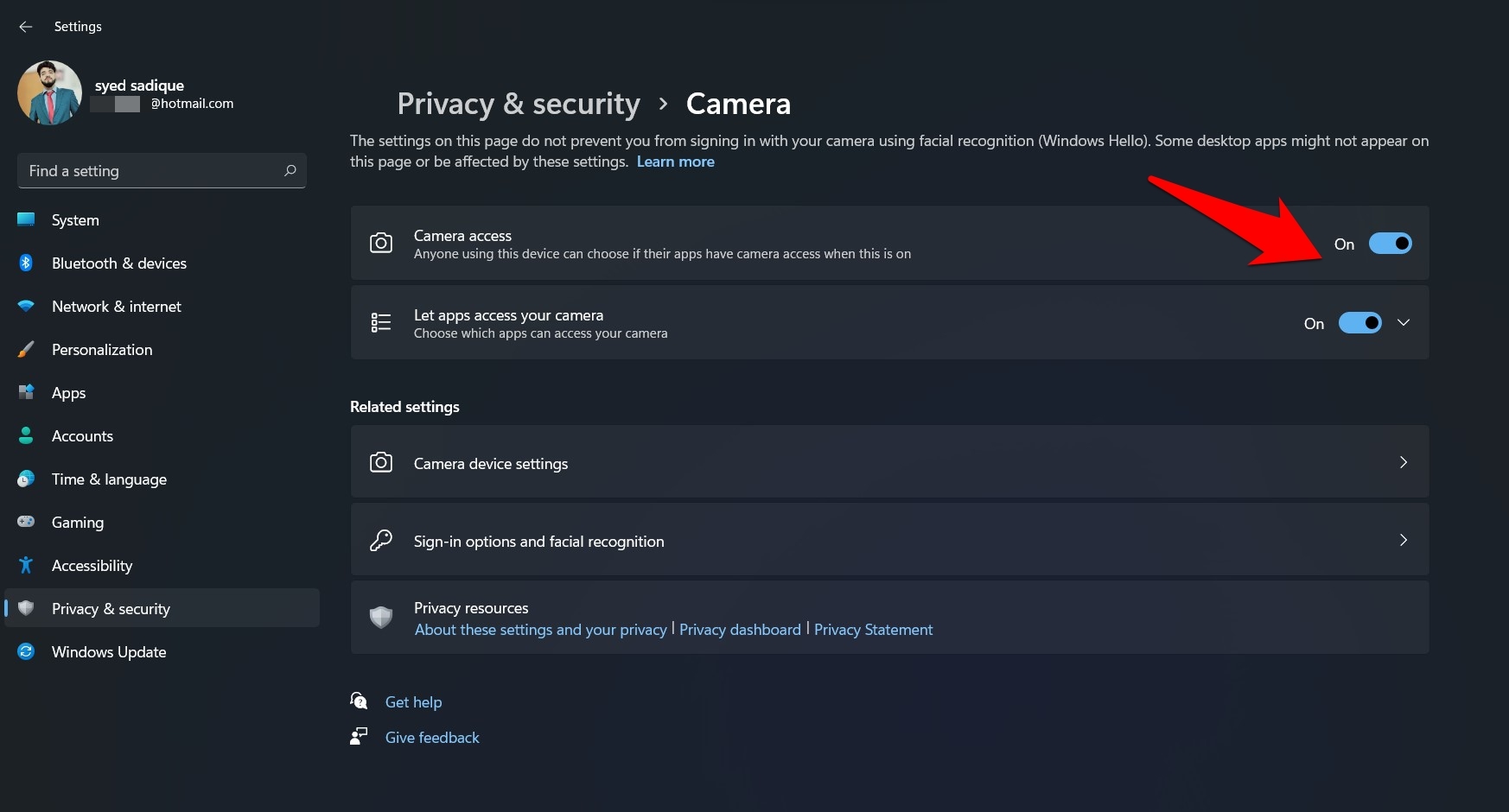 Enable Camera Access