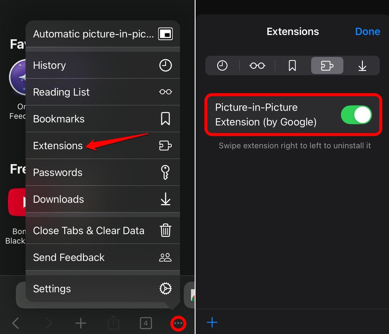enable Chrome extension on iPhone