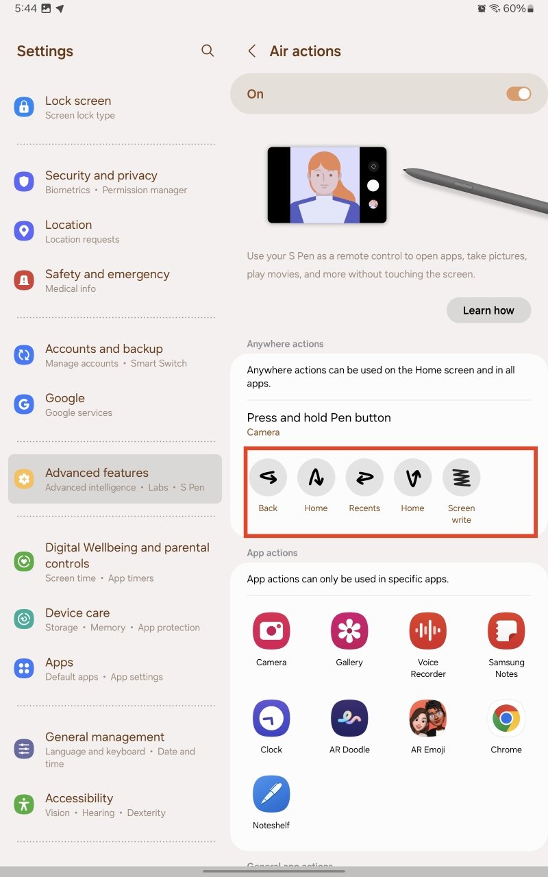 everywhere gestures for S Pen