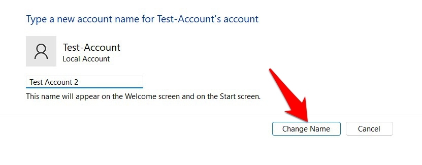 input new account name