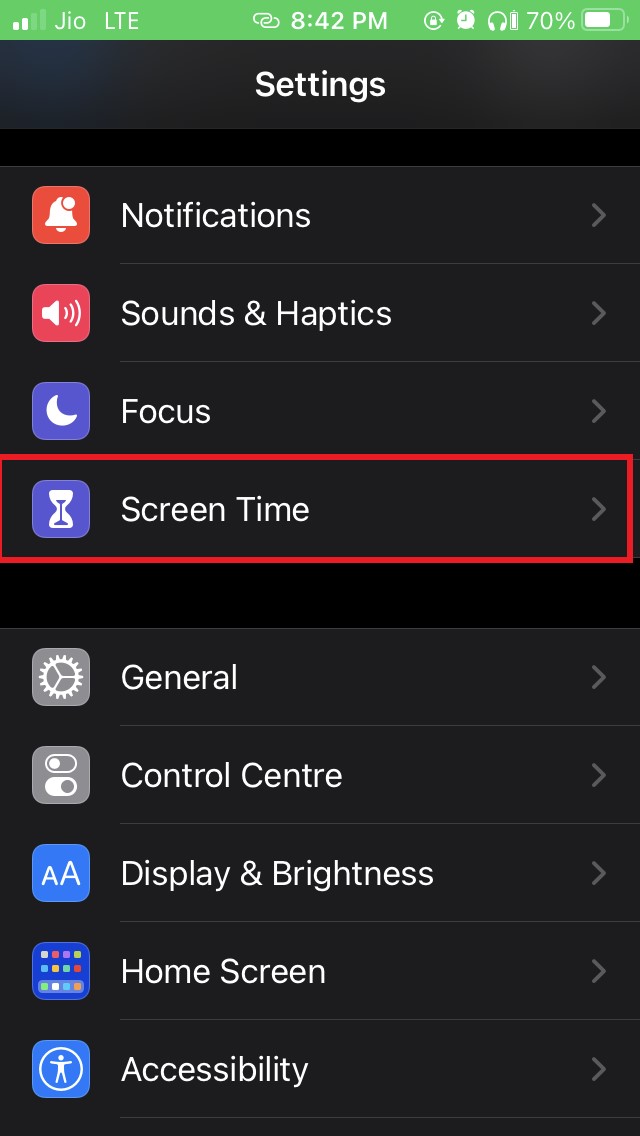 iOS screentime