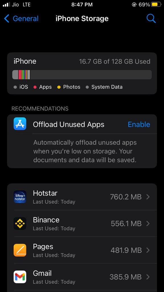 iPHone Storage