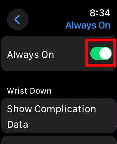 Now toggle off the always-on option. 