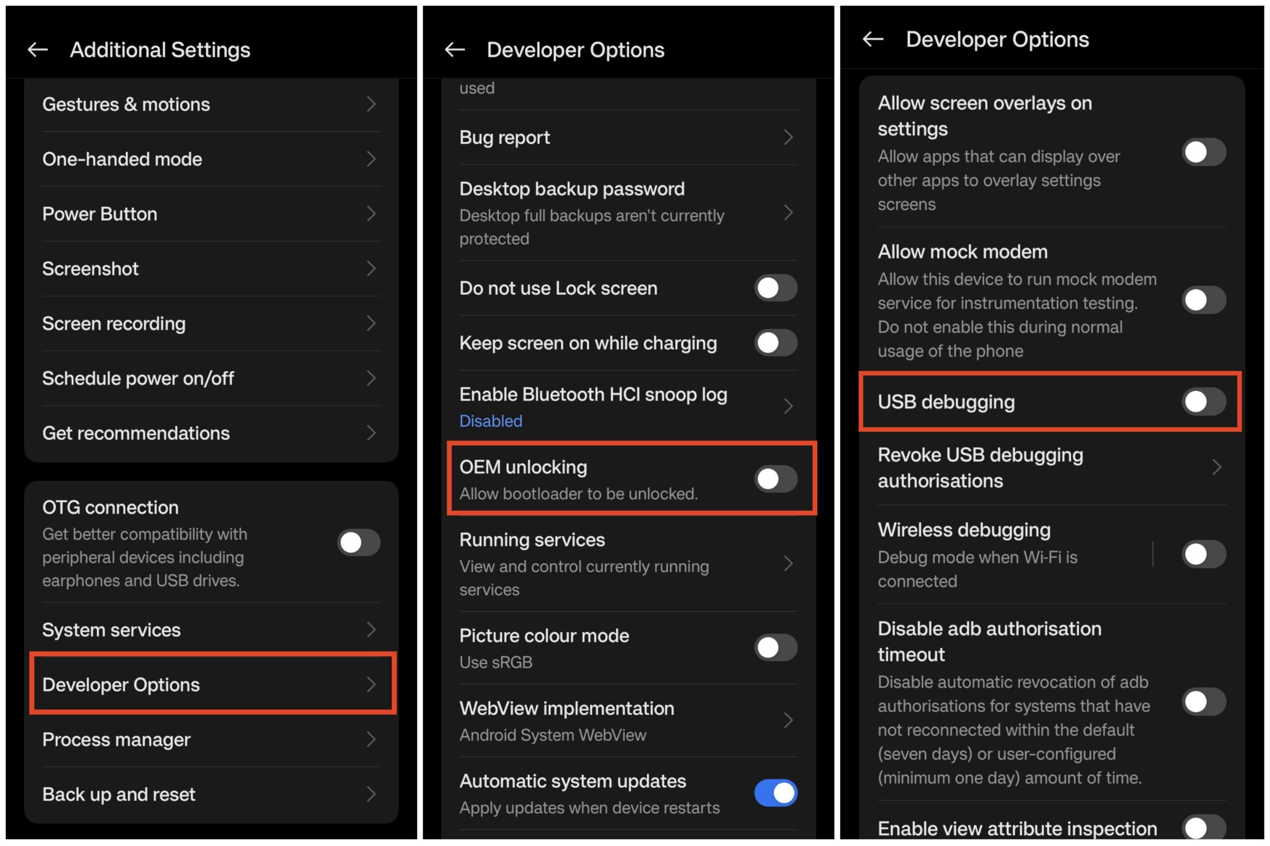 OEM Unlocking and USB debugging