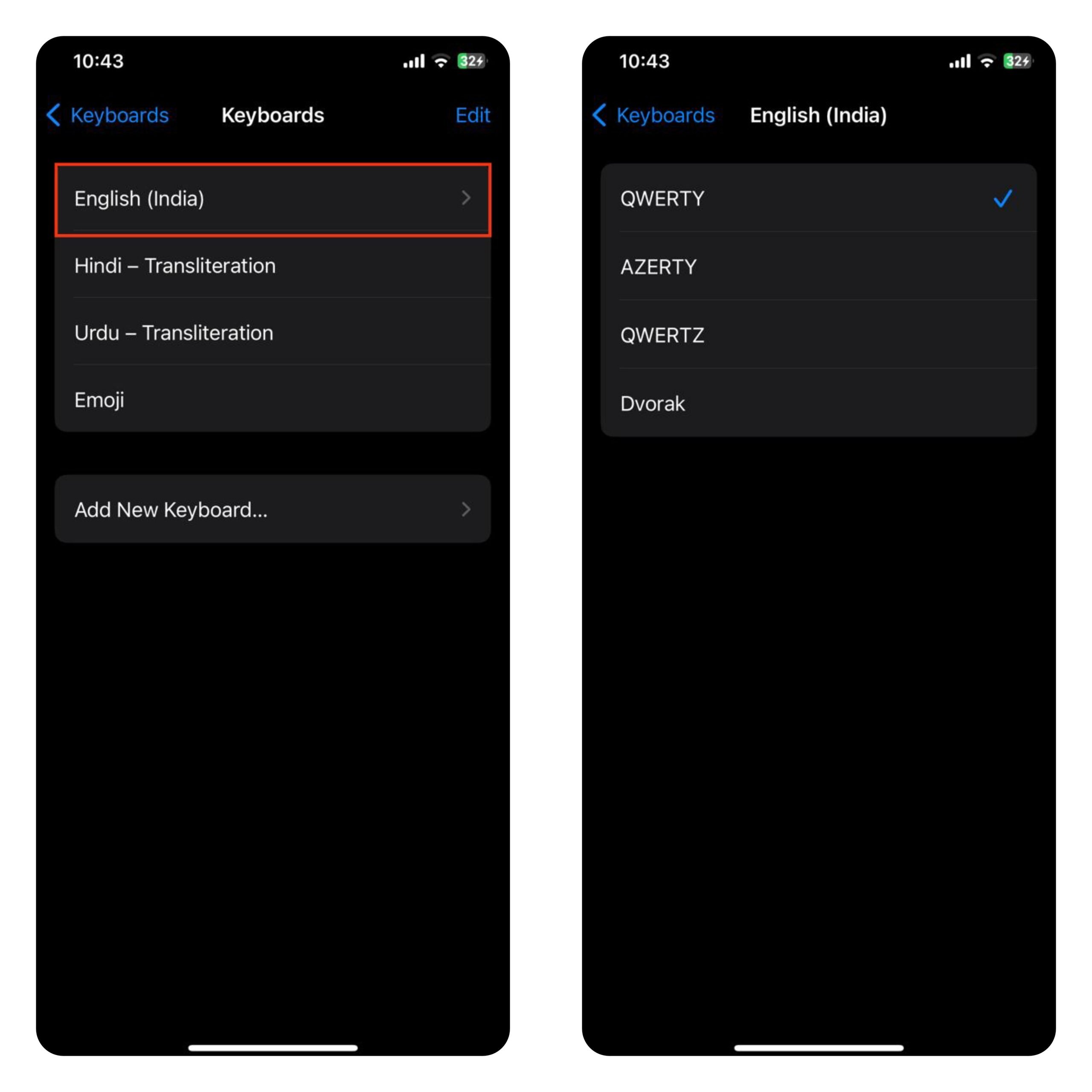 select keyboard layout