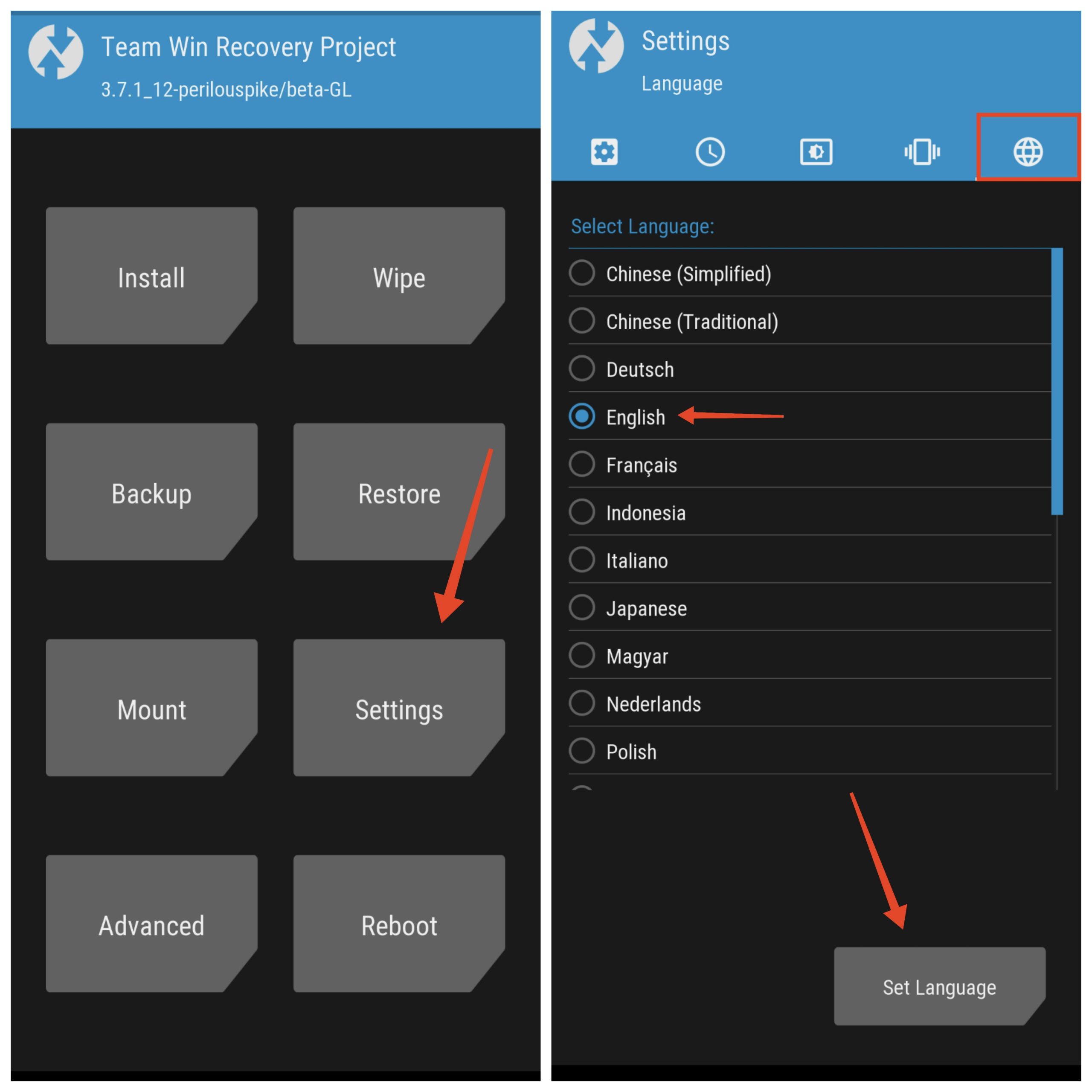 set language in twrp