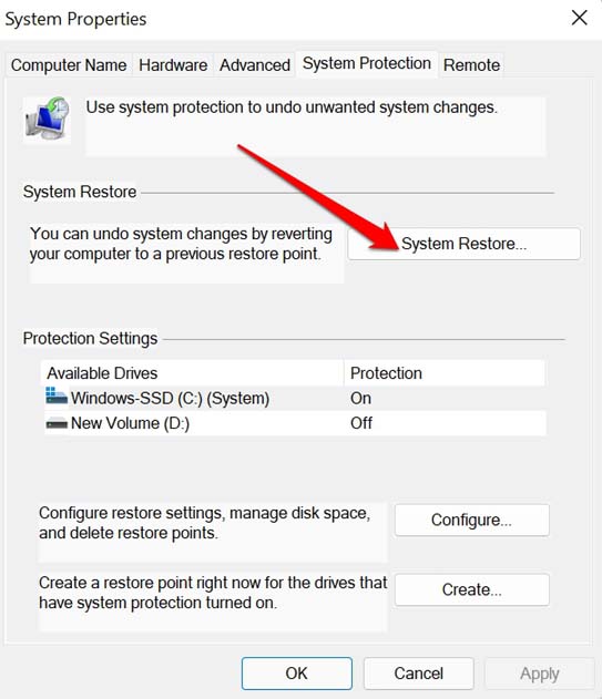 System restore Windows