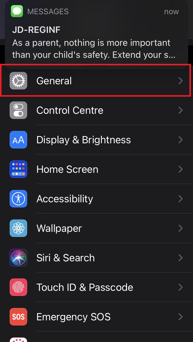 tap on General