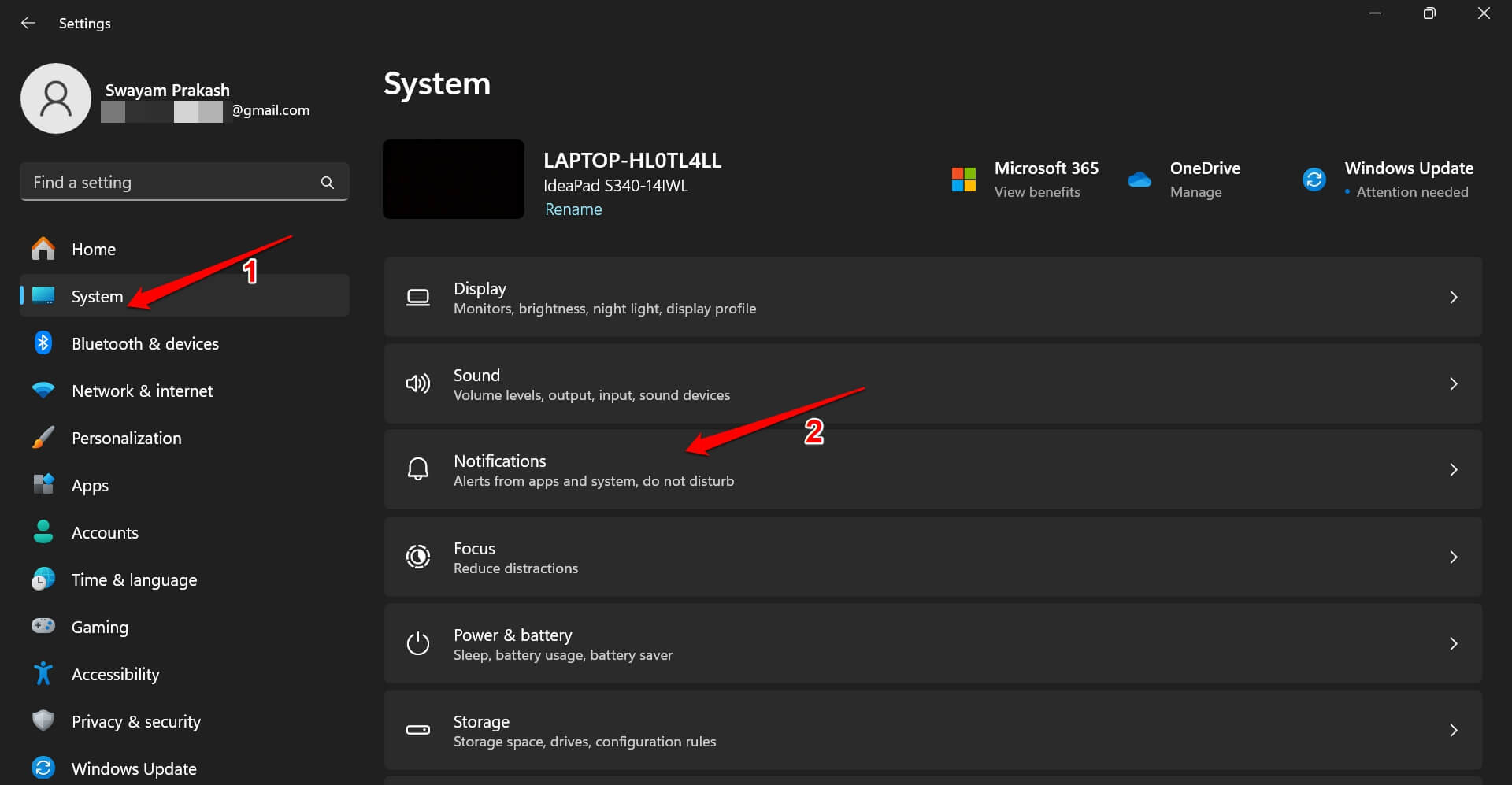 Windows 11 notifications settings