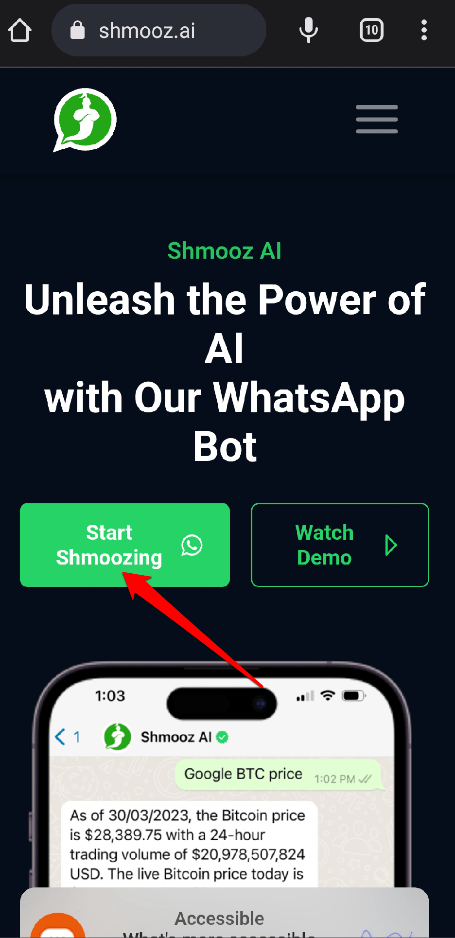 click the Start Snoozing in green