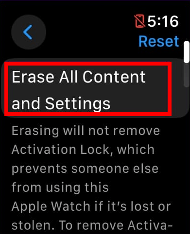 Again, tap Erase All Contents and Settings.