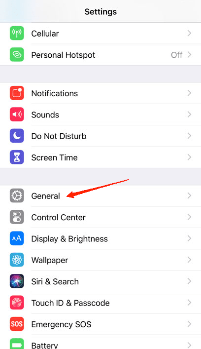 Go to General and tap on Profile.