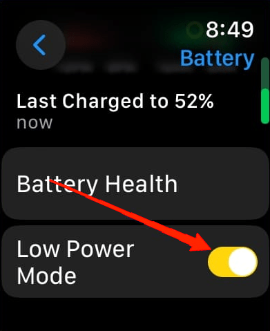 Here, scroll down and toggle the low power mode feature. 