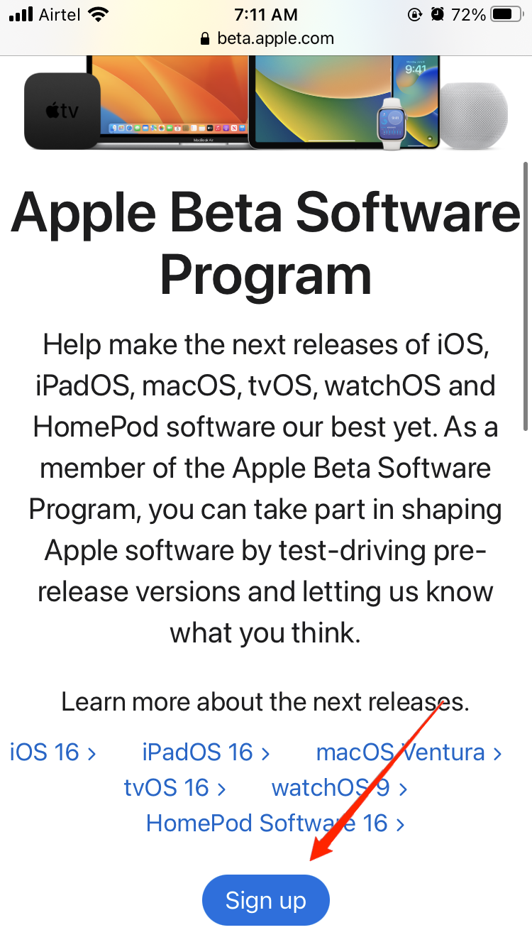 sign up for apple ios 16 beta