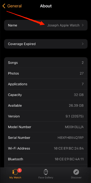 Next, tap on the 'Name' tab at the top.